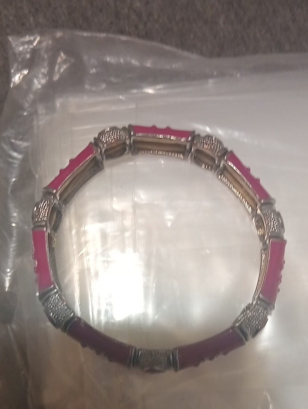 Elegant Pink and Silver Women’s Stretch Bracelet - Picture 3 of 5